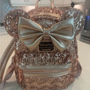 Loungefly Disney rose gold sequin backpack